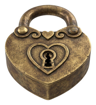 Ornate heart-shaped metal lockbox with handle