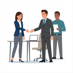 Fototapeta premium Business partners shaking hands during a meeting in the office vector illustration.