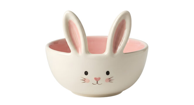 Cute ceramic bunny bowl for kids breakfast and snacks