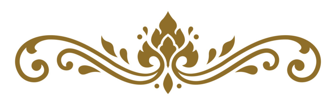 Traditional Thai Decorative Floral Ornament Border Vector