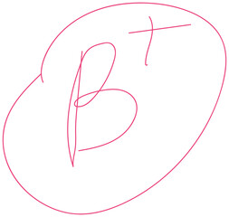 Dark pink Hand-Drawn B Plus Grade Mark with Circle Transparent PNG © Hela