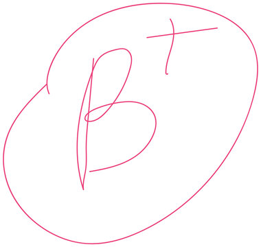 Dark pink Hand-Drawn B Plus Grade Mark with Circle Transparent PNG