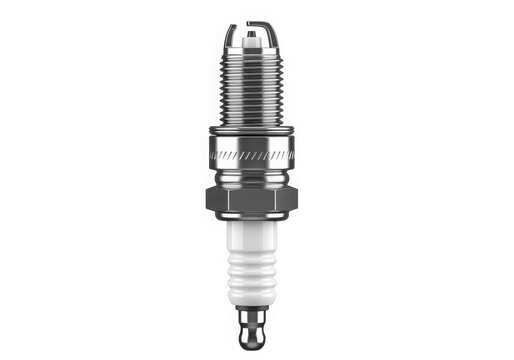 Spark plug close-up view isolated on white background