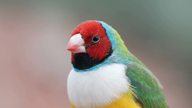 gouldian finch bird on a branch stock footage