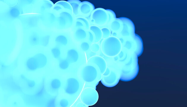 Blue glowing bubbles clustered
