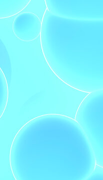 Blue glowing abstract bubbles with soft edges on light blue background