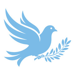 Fototapeta premium Flying Peace Dove with Olive Branch Flying Freedom Graphic