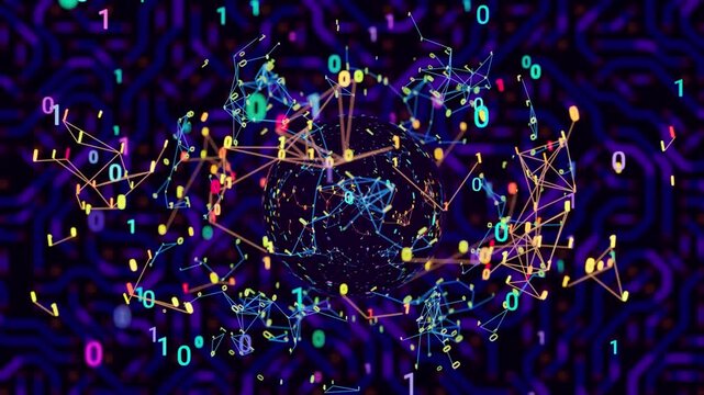 A looping 3D animation. An abstract animation on the topic of the technological process	
