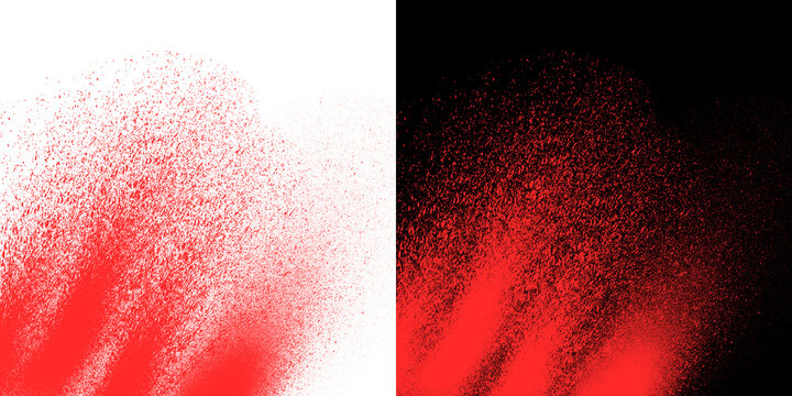 Red spray paint dust texture isolated on transparent background