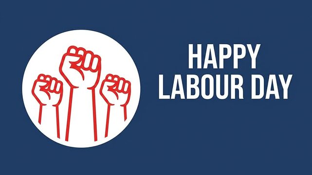 Happy Labour Day Greeting Card Featuring Raised Fists Illustration