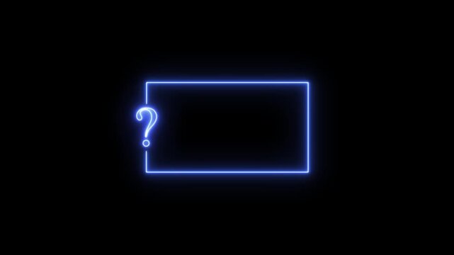 Neon blue question mark frame overlay, glowing rectangular border for faq and problem solving