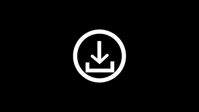 Download icon animation isolated on black background.