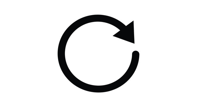 Circular arrow icon with clockwise direction on a white background