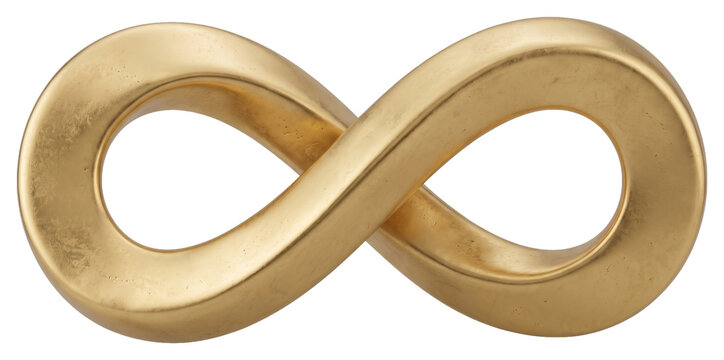 Gold infinity symbol sculpture with smooth rounded loops