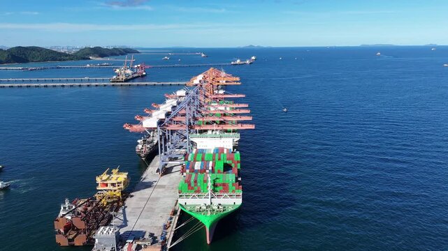 Shipyard Cargo Container Sea Port Freight forwarding service logistics and transportation. International Shipping Depot Custom Port for import export trade Transport Business	
