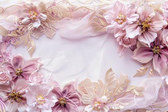 Elegant quincea&ntilde;era celebration design with floral embellishments for 15th birthday invitations. Horizontal banner. Copy space