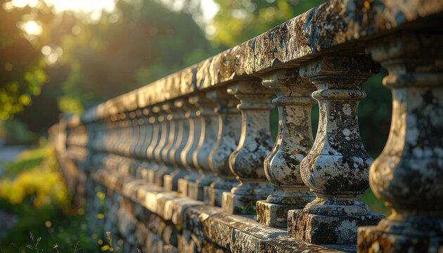 Antique stone fence detail  medieval european architecture