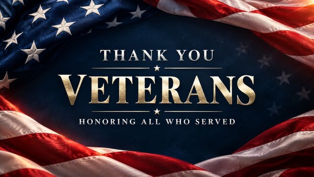 A heartfelt tribute to veterans celebrating their service against a beautiful backdrop of the american flag