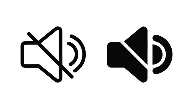 Low sound volume control icons set with outline and solid designs for software layouts.
