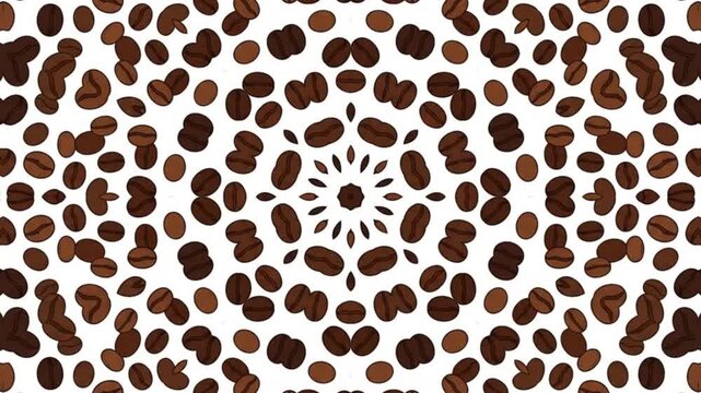 Coffee Beans Mandala Pattern Animation on White Background