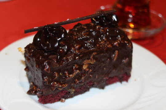 chocolate cake with cherries