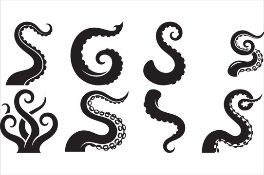 Collection of  Tentacle illustrations with different expressions and shapes