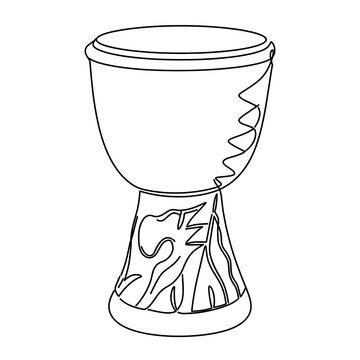 African djembe drum white background.