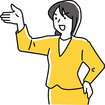 笑顔で案内する女性