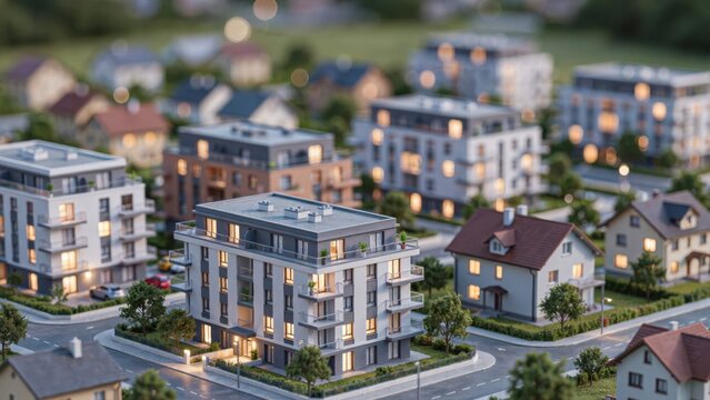 Miniature model of a modern residential neighborhood