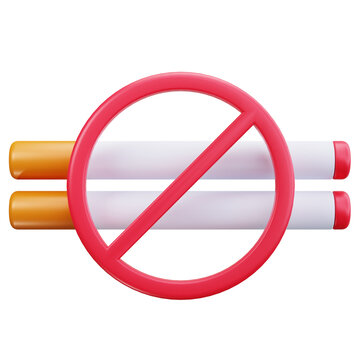 Fasting No Smoking Sign 3D Illustrations