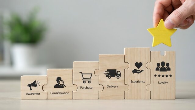 Customer journey stages with loyalty star