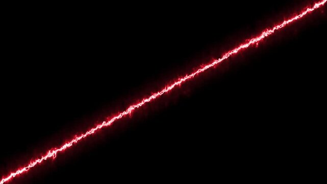 Bright red lightning bolt diagonal line glowing on a dark black background