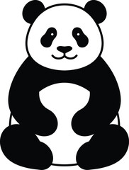 A black and white panda illustration features a simple rounded design on a white background bear animal mammal wildlife cartoon vector graphic © MdNajmul