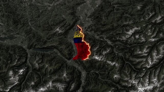 Animated LIECHTENSTEIN Map Filled with Flag with animated Golden Border