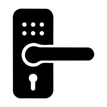 Smart door lock electronic keypad security handle solid vector icon