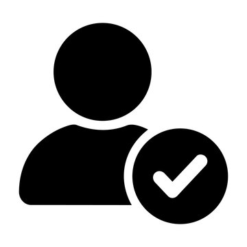 User account verified checkmark profile approved solid vector icon
