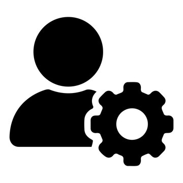 User account settings profile configuration gear solid vector icon