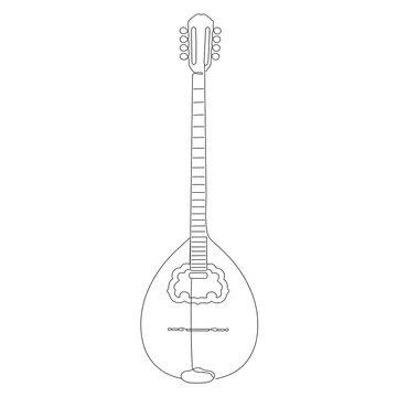 Bouztar musical instrument white background.