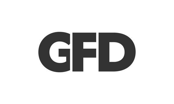 GFD logo design template with strong and modern bold text. Initial based vector logotype featuring simple and minimal typography. Trendy company identity.