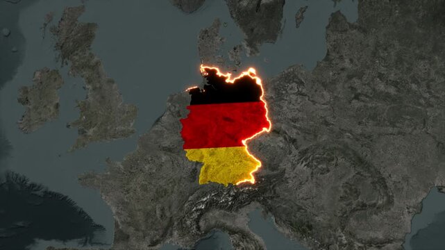 Animated GERMANY Map Filled with Flag with animated Golden Border