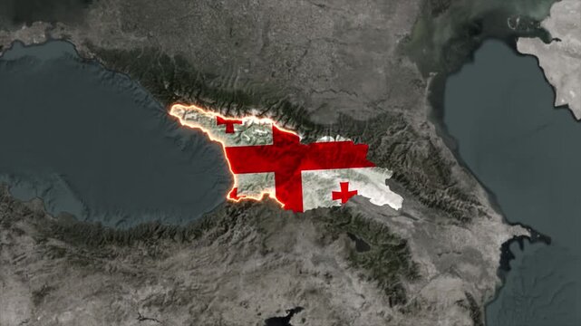 Animated GEORGIA Map Filled with Flag with animated Golden Border