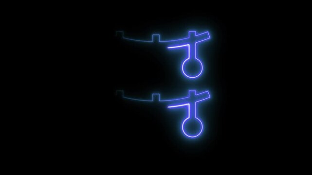 Glowing neon fairy lights icons in green and purple colors on a black background