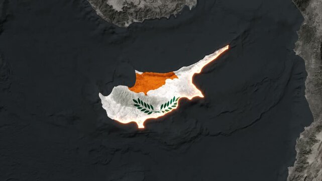 Animated CYPRUS Map Filled with Flag with animated Golden Border
