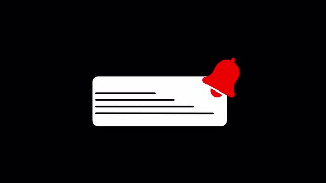 Bell notification icon animation with alpha channel, bell notification plus nine animation on a transparent background 
