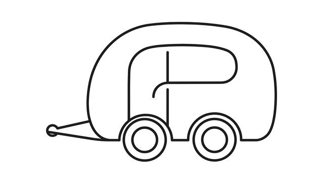 Camper trailer icon white background.