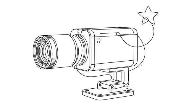 Camera with star white background.