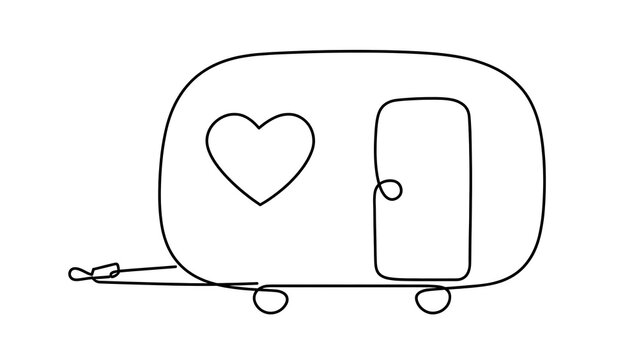 Camper Van with Heart white background.