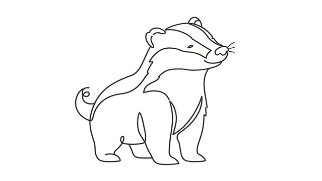 Cartoon badger standing white background.
