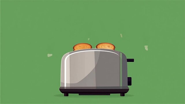 Vector Toaster Popping Crispy Bread Slices on Green Screen Chroma Key 5 Seconds Video