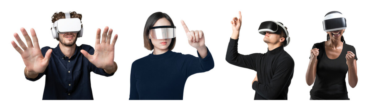 PNG Virtual reality experience enthusiasts on transparent background